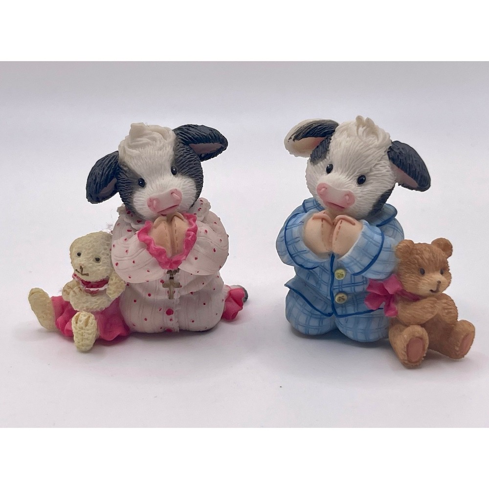 Mary's Moo Moos Jesus Loves Moo Boy Girl Set 1998 Enesco 468959